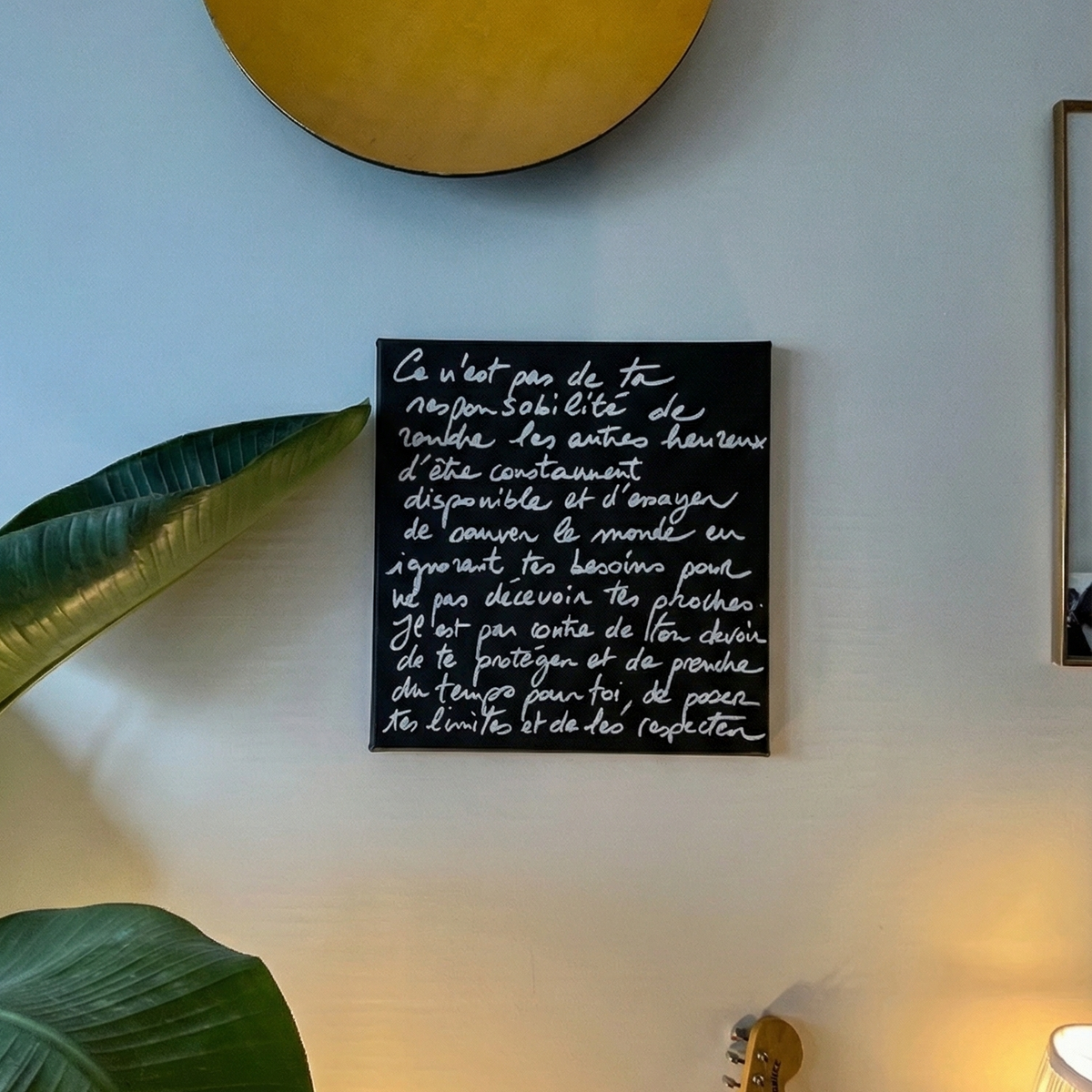 Toile réalisée par la maman de Brouillon.